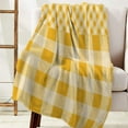 thumbnail image 2 of Flannel Fleece Throw Blanket, Microfiber Decorative Luxury Lightweight Cozy Couch Bed Ultra Comfort Soft Travel Use,Yellow Orange Buffalo Check Plaid 60" x 80", 2 of 6