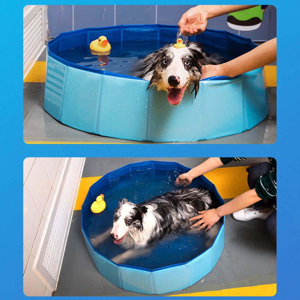 Anself Foldable Pet Bath Pool Collapsible Dog Pool Pet Bathing Tub Pool For Dogs Cats Blue 30x120cm