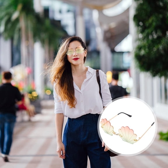 BESTYASH Frameless Transparent Pc Lens Sunglasses with Metal Legs for Party and Costume Use