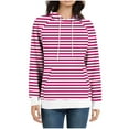 thumbnail image 3 of LIaqionyy Women Hoodie Sweatshirt Striped Pullover Drawstring Long Sleeve Casual Fall Trendy Outfits with Pockets, 3 of 6