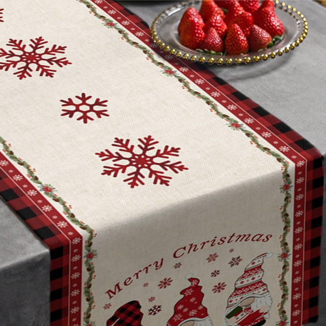 XWSHYW Decoraciones Navideñas Suministros de Decoración Del Hogar para Navidad Camino de Mesa de La Punto Mantel Navideño
