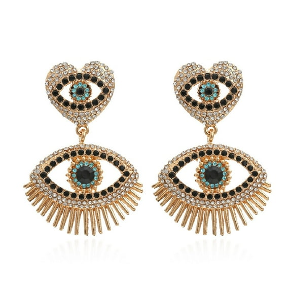 LongcreekX Eye Statement Earrings for Women, Eye Heart Dangle Earrings, Evil Eye Earrings Hypoallergenic, Blue Eye Earrings Studs, Beaded Eyes Earrings, Cute Eye Jewelry Funny Earrings