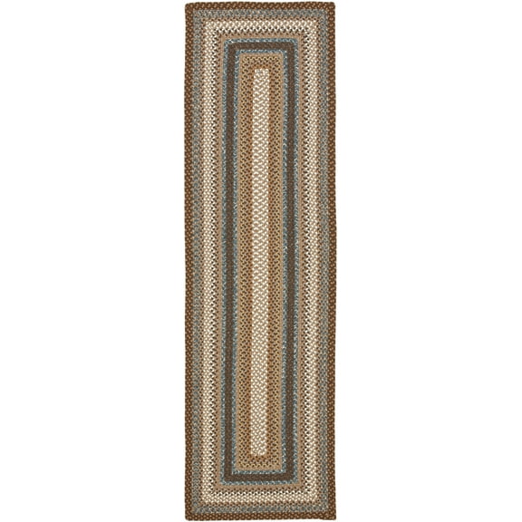 SAFAVIEH Braided Angel Bordered Machine Washable Reversible Runner Rug, Brown/Multi, 2'3" x 16'