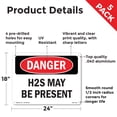 thumbnail image 2 of H2S May Be Present OSHA Danger Aluminum Sign 24 Inch x 18 Inch - 5 Pack, 2 of 8
