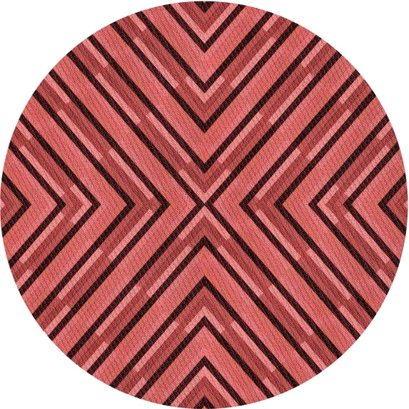 Ahgly Company Machine Washable Indoor Round Transitional Tomato Red Area Rugs, 6' Round