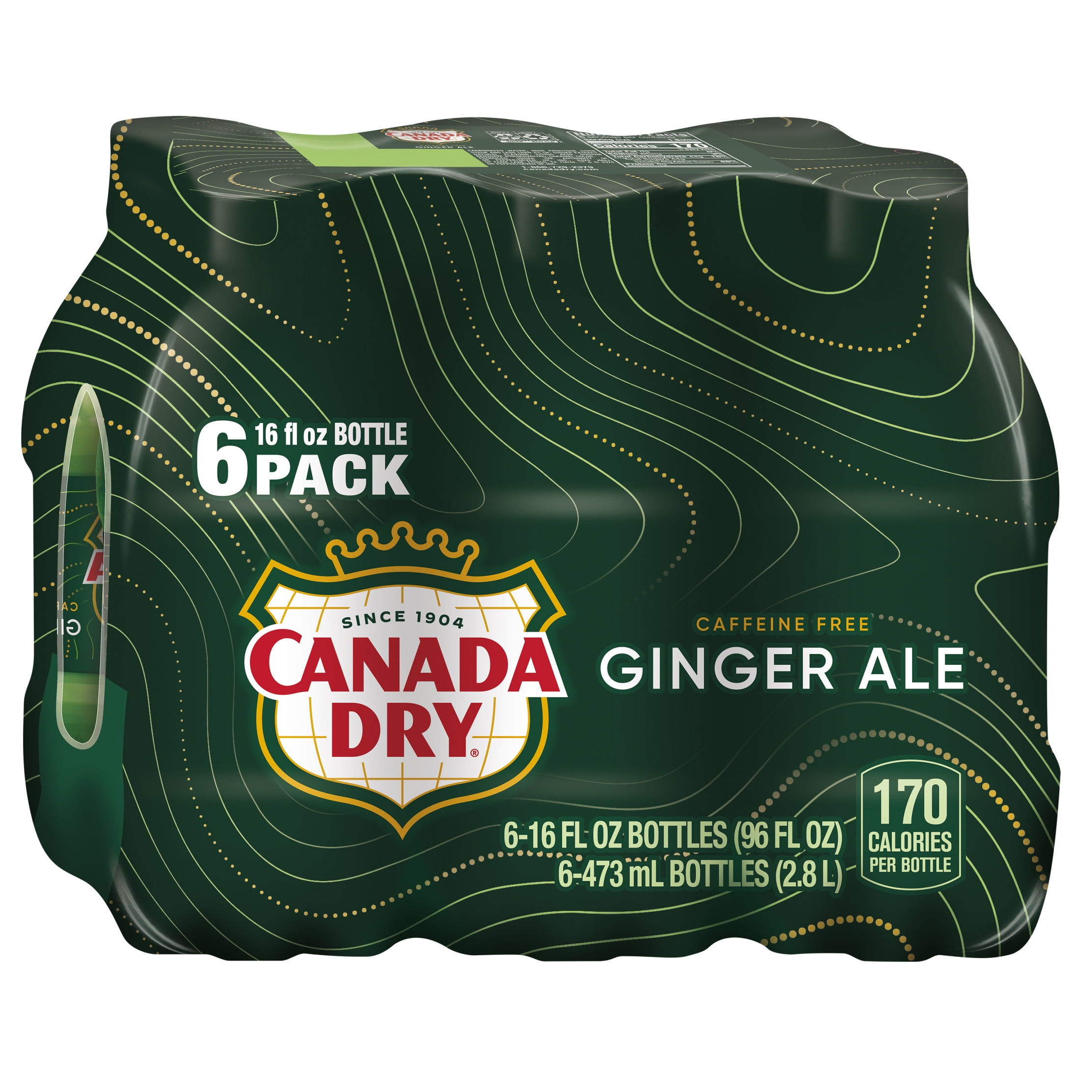 (4 pack) Canada Dry Caffeine Free Ginger Ale Soda Pop, 16 fl oz, 6 Pack Bottles