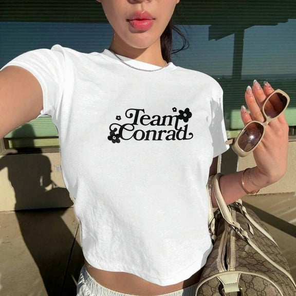 Team Conrad Baby Tee, Connie Baby Crop Top, TSITP Shirt, The Summer I Turned Pretty, Y2K Tee, Summer Shirt, TSITP Merch, Gift For Her 100% Cotton T-Shirt. Cute Aesthetic Y2K Style Summer Top, Suita