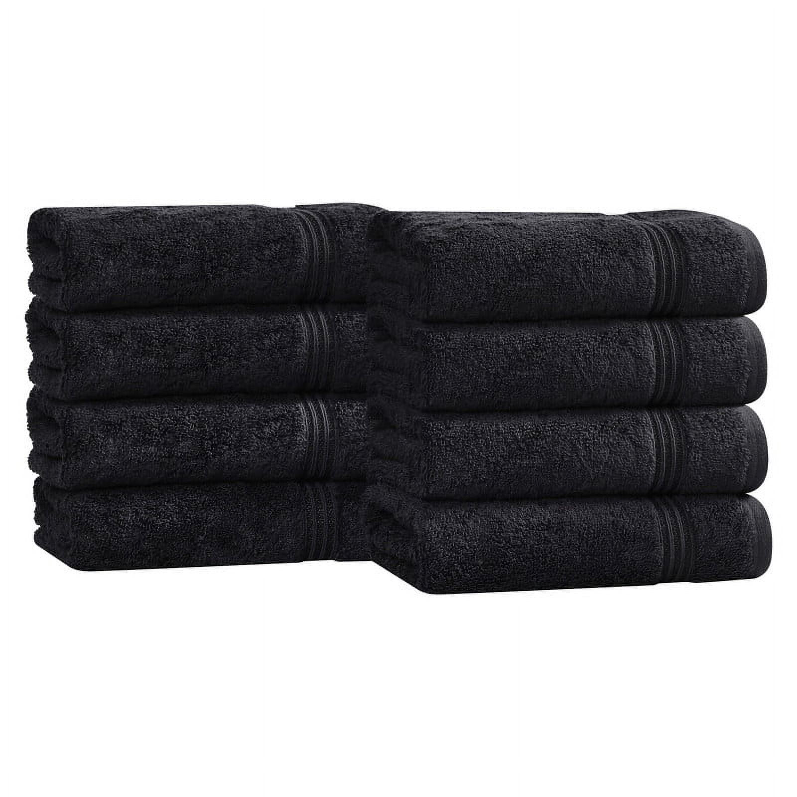 Superior Derry Solid Egyptian Cotton 8-Piece Hand Towel Set, Black