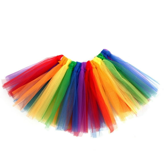 Yokua Rainbow Tutu Skirt for Girl's Elastic Waistband Tulle Skirts for Dance Classes