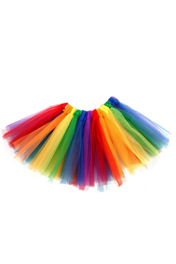 Rainbow Tutu Skirt for Girl's Elastic Waistband Tulle Skirts for Dance Classes