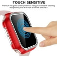 thumbnail image 2 of Hard PC Case with Tempered Glass Screen Protector for Apple Watch SE, Overall Protective Case for iWatch 42mm, Bling Diamond Protector Compatible with Series 3 2/1 42mm Red, 2 of 5