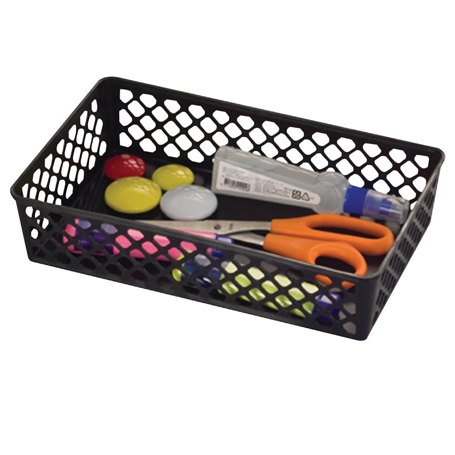 Officemate Plastic Achieva Supply Basket Black, Pack 2