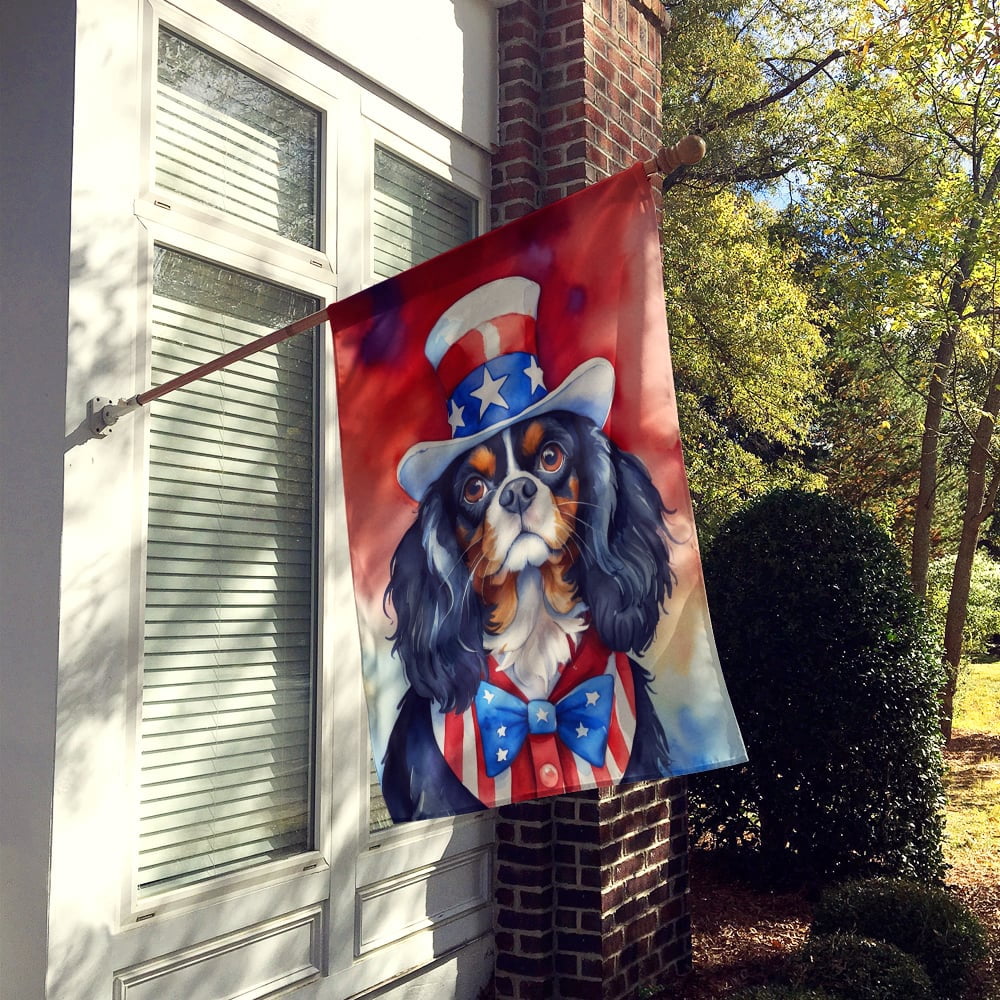 Cavalier Spaniel Patriotic American House Flag 28 in x 40 in