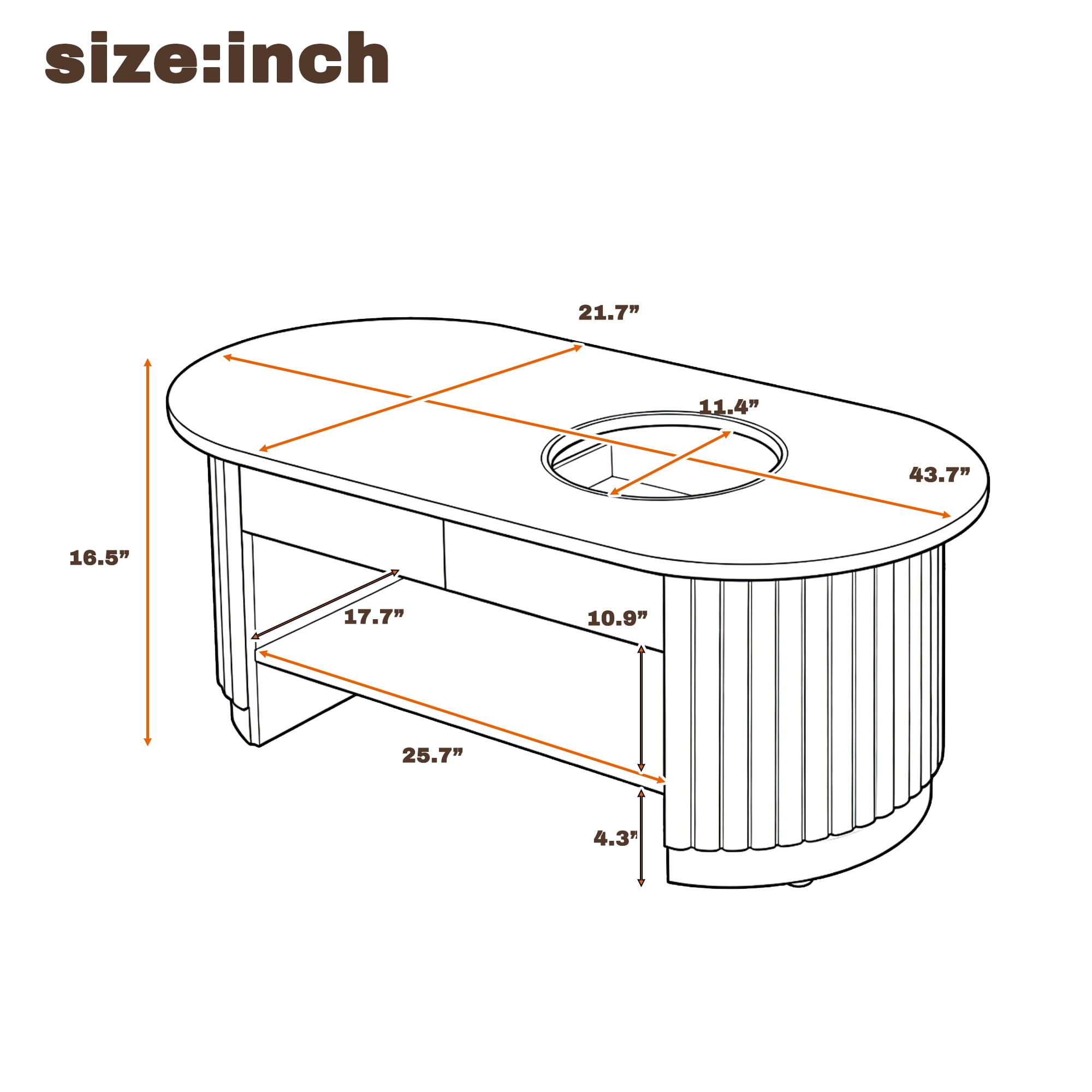 HOQBN Modern Oval Coffee Table with Drawers,2-Tier Wooden Storage Center Table,for Living Room Small Space,Light Brown