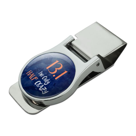 13.1 Half Marathon Half Crazy Running Runner Satin Chrome Plated Metal Money Clip