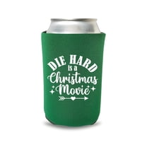 Christmas Can Cooler, Die Hard Is A Christmas Movie Coolie, Christmas Party Favors, Christmas Gift, Holiday Beer Hugger, White Elephant Gift (Green)