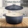 thumbnail image 4 of 6 Quart Enameled Cast Iron Dutch Oven Pot with Lid – Premium Durability & Oven Safe up to 500°F – Heavy Duty Cookware Perfect for Bread Baking, Stews, Braising & Roasting – Gray, 4 of 5