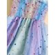thumbnail image 4 of Vestido de princesa para bebé niña Vestido de volantes con estampado de estrellas Vestido de princesa con tul de colores, 4 of 4