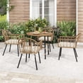thumbnail image 2 of Dextrus 5 Pieces Outdoor Patio Dining Set,Wicker Patio Table with Umbrella Hole and Chairs Set of 4,Outdoor Rattan Dining Table Set for Patio, Backyard, Balcony, Garden, 2 of 9