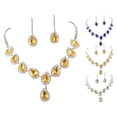 thumbnail image 5 of SmartBy 1 Set Women Necklace Earrings Water Drop-shaped Rhinestone Jewelry Sparkling Bright Luster Jewelry Set for Prom, 5 of 7