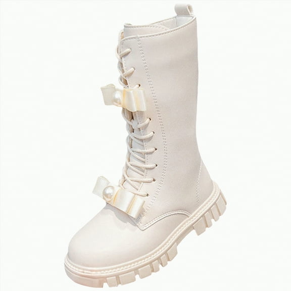 UngA Combat Boots Kids Lace Up Mid Calf Boots Side Zipper Kids Riding Boots (Little Kid/Big Kid),Size 13