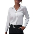 thumbnail image 2 of BLCHUNen Dress Shirts for Women Long Sleeve Cardigan Breathable Fall Blouses Lightweight Casual Office Business Work Trendy Tops, 2 of 7