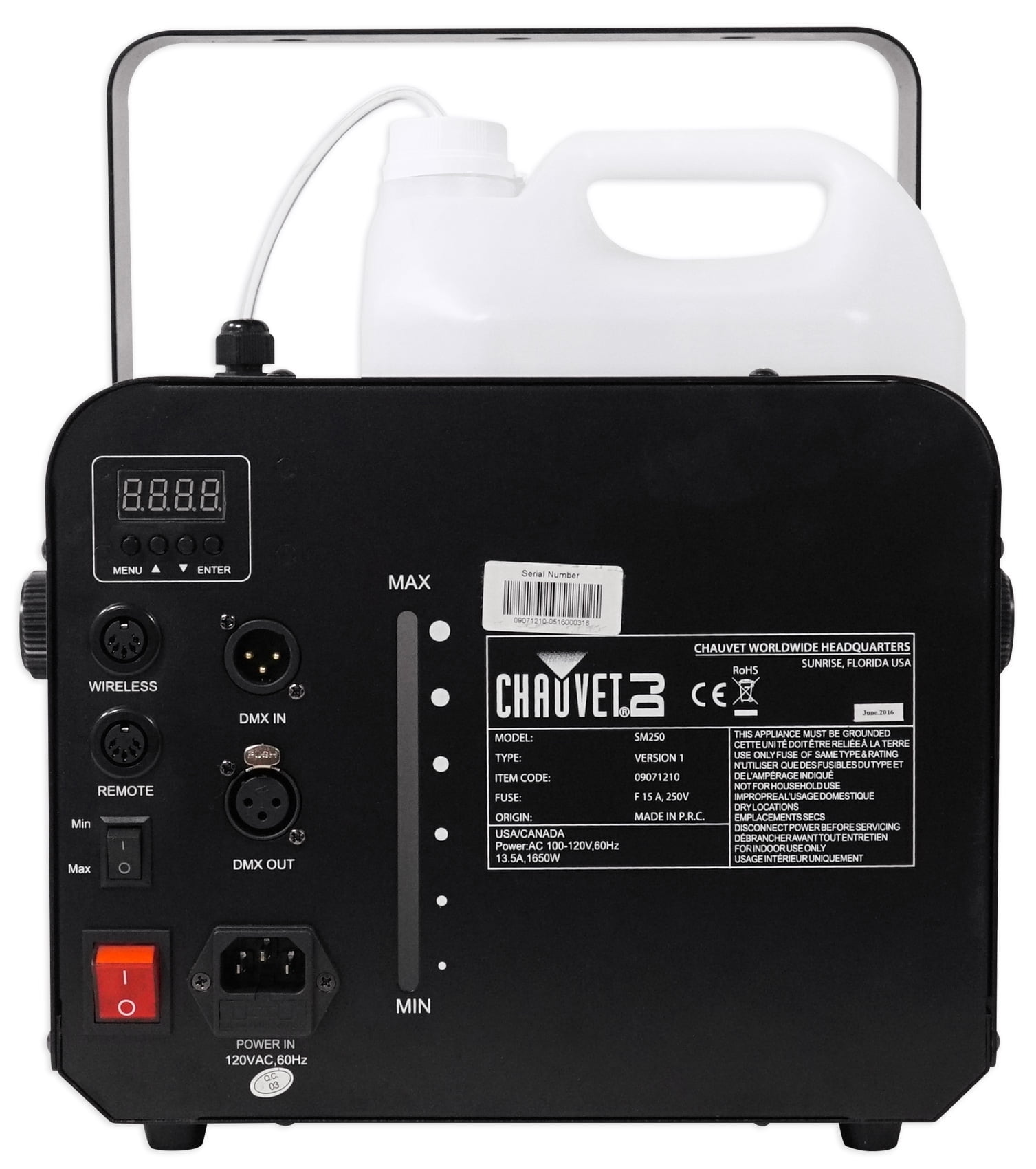Chauvet DJ SM 250 Portable DMX Snow Machine w/ Timer Remote SM250 + Free Speaker