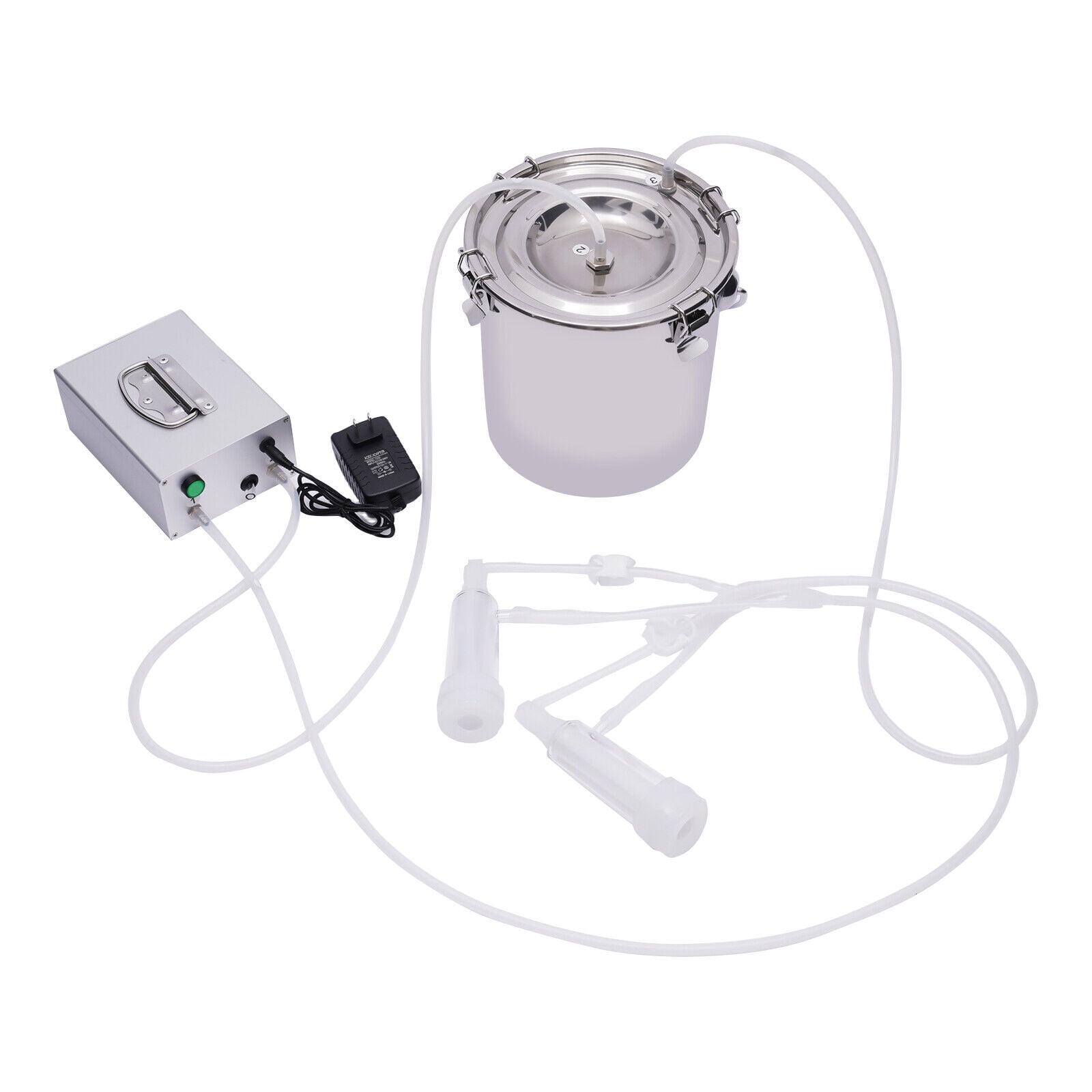 5L Silver Portable Electric Dual Head Sheep Goat Milking Machine Cow Milker Vacuum Pump for farms, homes