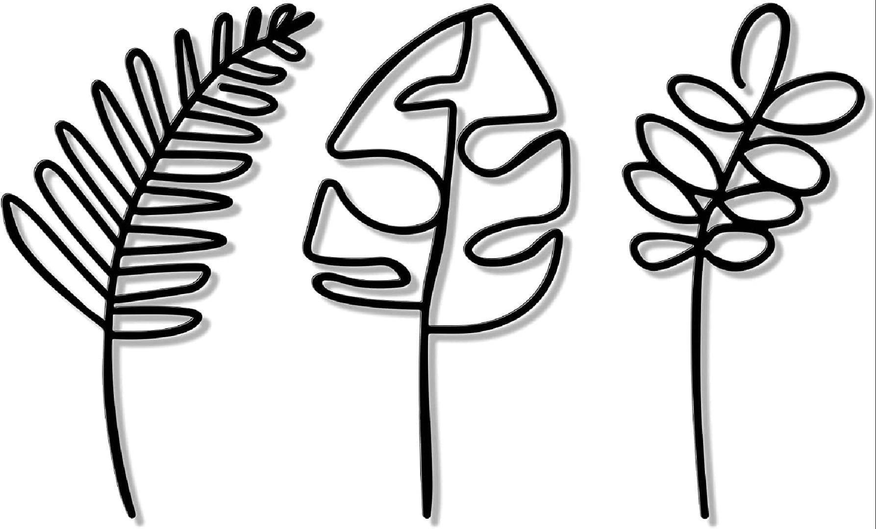 Black Metal Wall Art Minimalist Tropical Island Plants Metal Palm Leaf