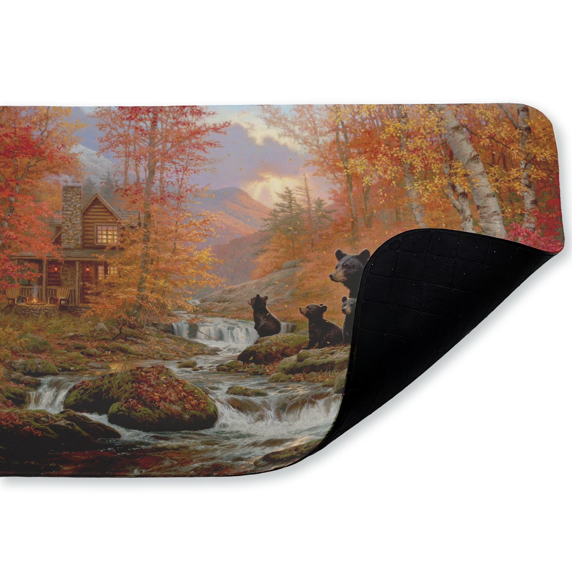 Stupell Industries Mountain Cabin Riverside Bears Printed Anti-Fatigue Floor Mat, design by Abraham Hunter