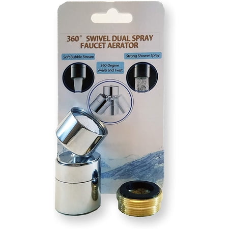 360° Swivel Faucet Aerator – Solid Brass Dual Function Kitchen Sprayer, 1.8 GPM, Chrome Finish, M22/M24 Thread