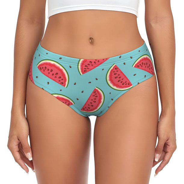 Fotbe Watermelon Calzones Estampados para Mujer – Ropa Interior de Algodón, Cómoda, Suave y Elástica-Large