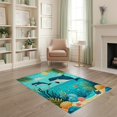 thumbnail image 2 of ODIKA 4'x6' Washable Area Rug Stain Resistant, Low Pile, Easy Care Whale Sea Turtle Cartoon Ocean Animal Tropical Island Voyage for Dorm Room, Small Living, 2 of 7