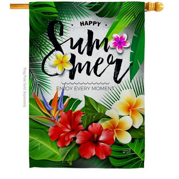 Angeleno Heritage H137447-BO Enjoy Every Moment Summertime Fun & Sun 28 x 40 in. Double-Sided Decorative Vertical House Flags for Decoration Banner Garden Yard Gift