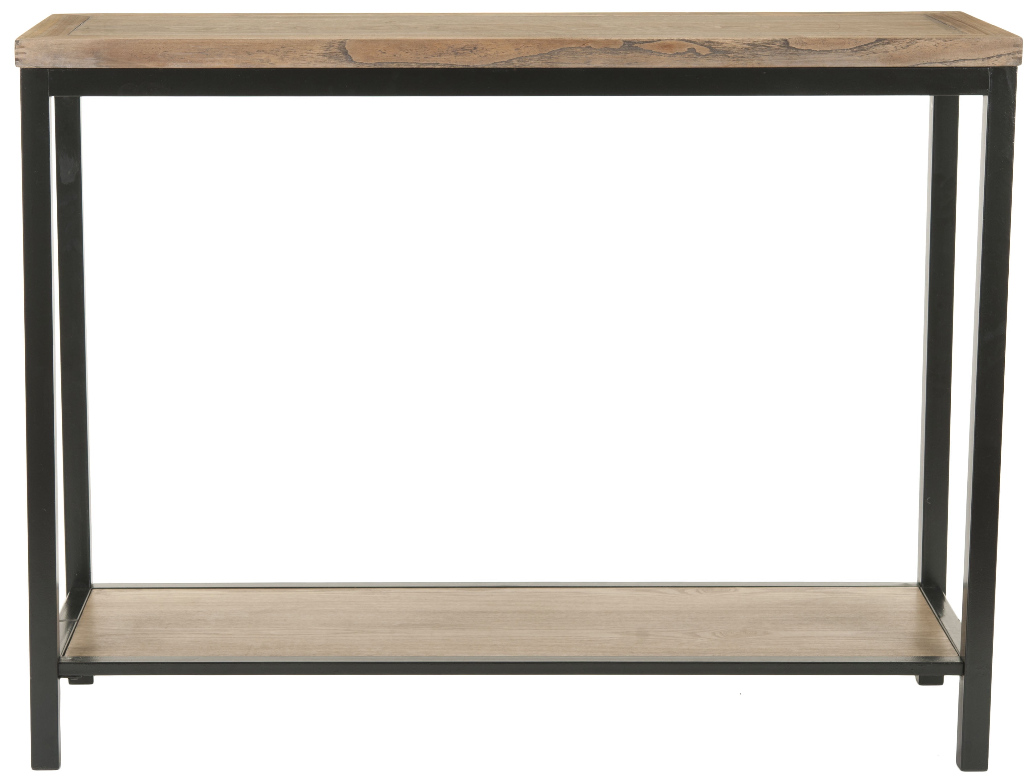 SAFAVIEH Dennis Industrial Wood Top Console with Shelf, Oak