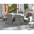thumbnail image 4 of Safavieh Jolin 7-Piece Outdoor Dining Set, Black Wicker with White Cushions, Tempered Glass Top, 4 of 5