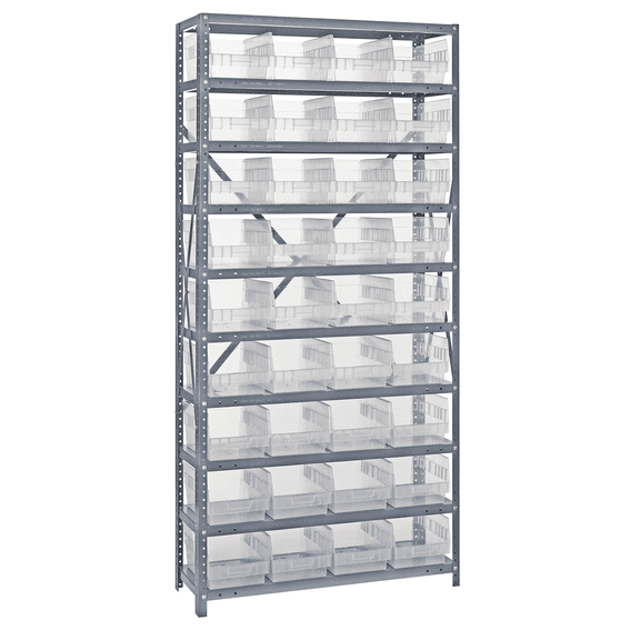 Quantum Storage 1875-208CL 10 Shelf Open Unnit With 36 Bins, Clear