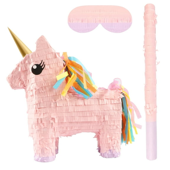 JBee Ctrl Unicorn Pinata Unicorn Party Supplies Pinata Bundle with Blindfold and Bat for Girls Boys Kids Unicorn Theme Birthday Party Game Decorations(13.35" x 13" x 3.93")
