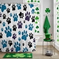 thumbnail image 5 of Dog Cat Paw Print Shower Curtain Set with Hooks, Blue Black Waterproof Fabric Bathroom Curtains Decor Home Accessories,Stall 36 X 72 Inch, 5 of 9