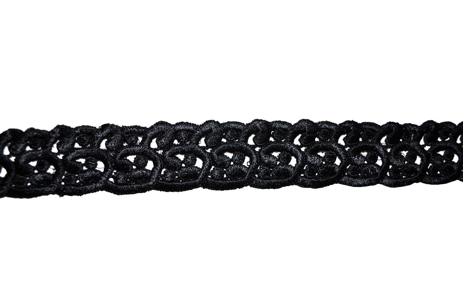 Lily 1.5" Black Abstract Design Venice Lace Trim Rayon By Yardage