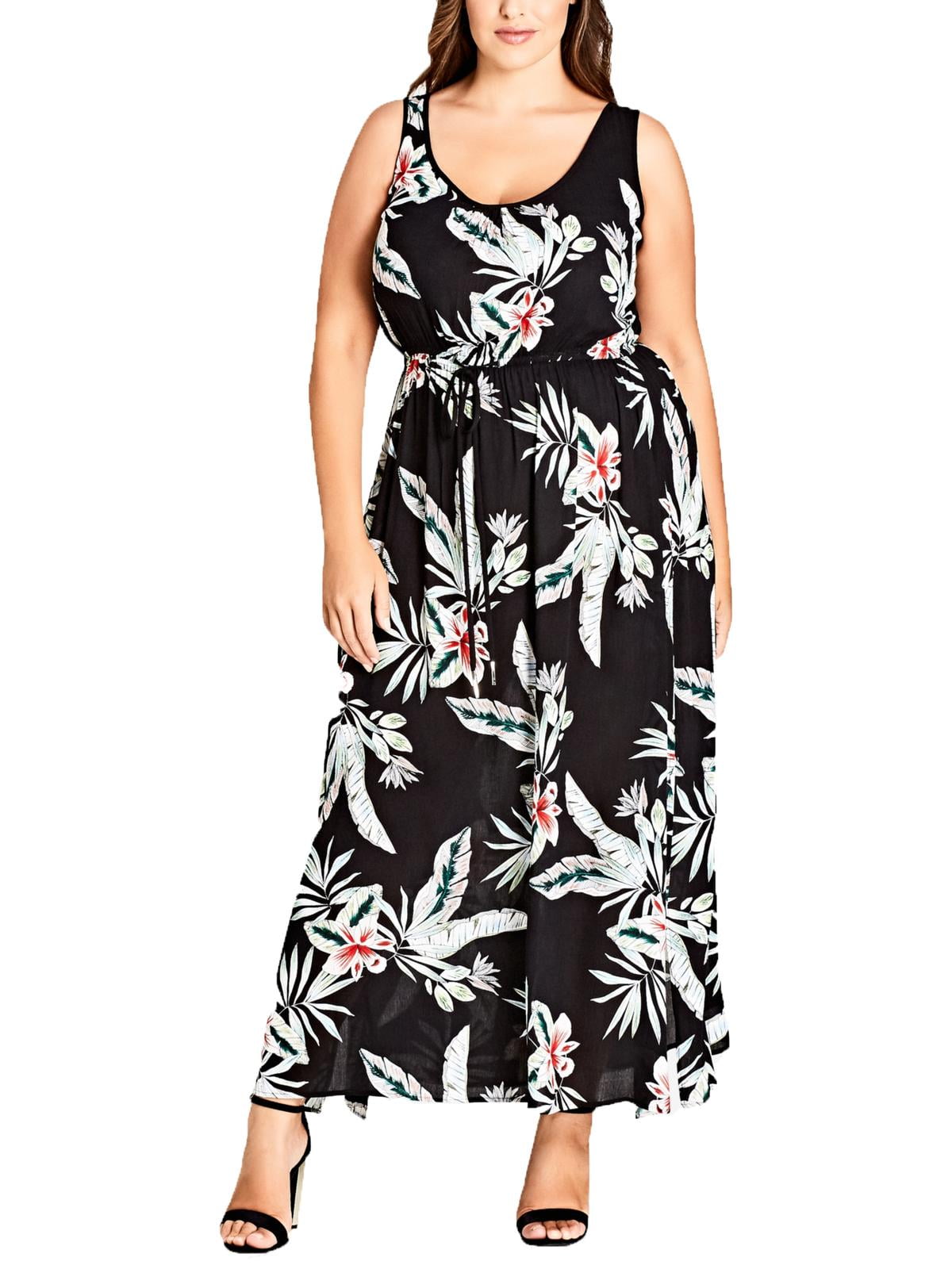 City Chic Women's  Plus Floral Flourish Off-the-Shoulder Top Black Size 24W main image 0