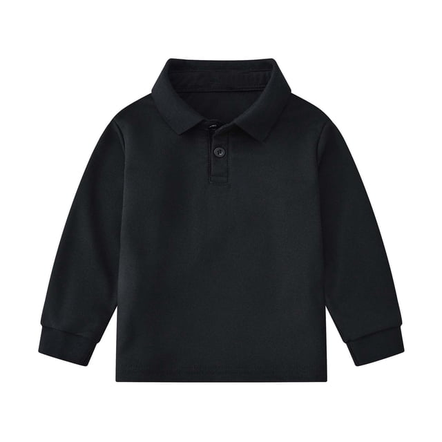Tungbrin Girl's Long Sleeve Uniform Shirts Kids Cute Lapel Button up Golf Tops Classic 2 Button Collared T Shirts