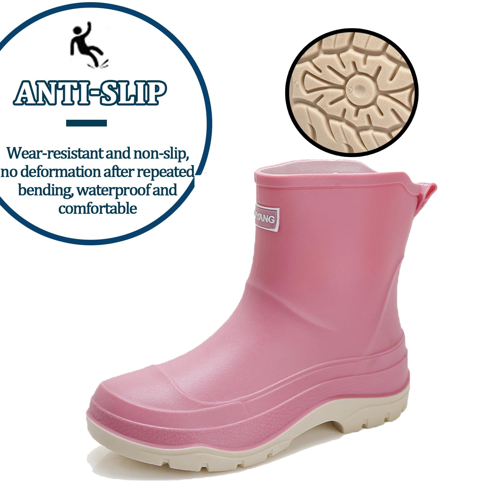 AUXDIQ Rain Boots Women Short Ankle Waterproof Rain Shoes Outdoor Garden Shoes