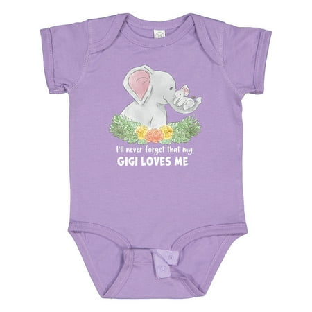 

Inktastic I ll Never Forget That My Gigi Loves Me with Cute Elephants Gift Baby Boy or Baby Girl Bodysuit