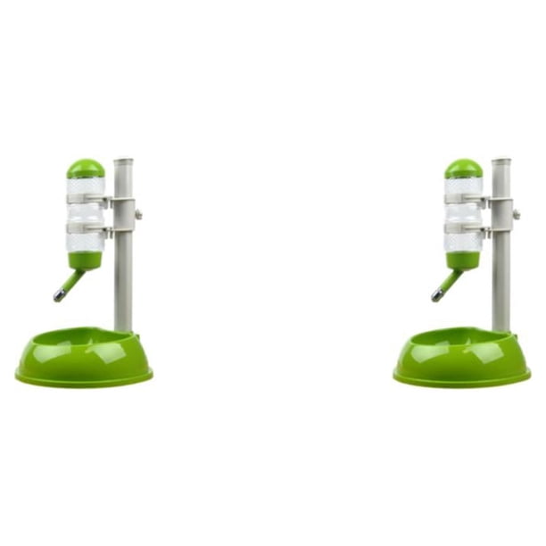 Billuyoard Dispensador automático de botellas de agua Bebedero de comida portátil Tazones de alimentación de hámster de plástico Gran Verde 23.8 × 23.8 × 39 cm 2piezas