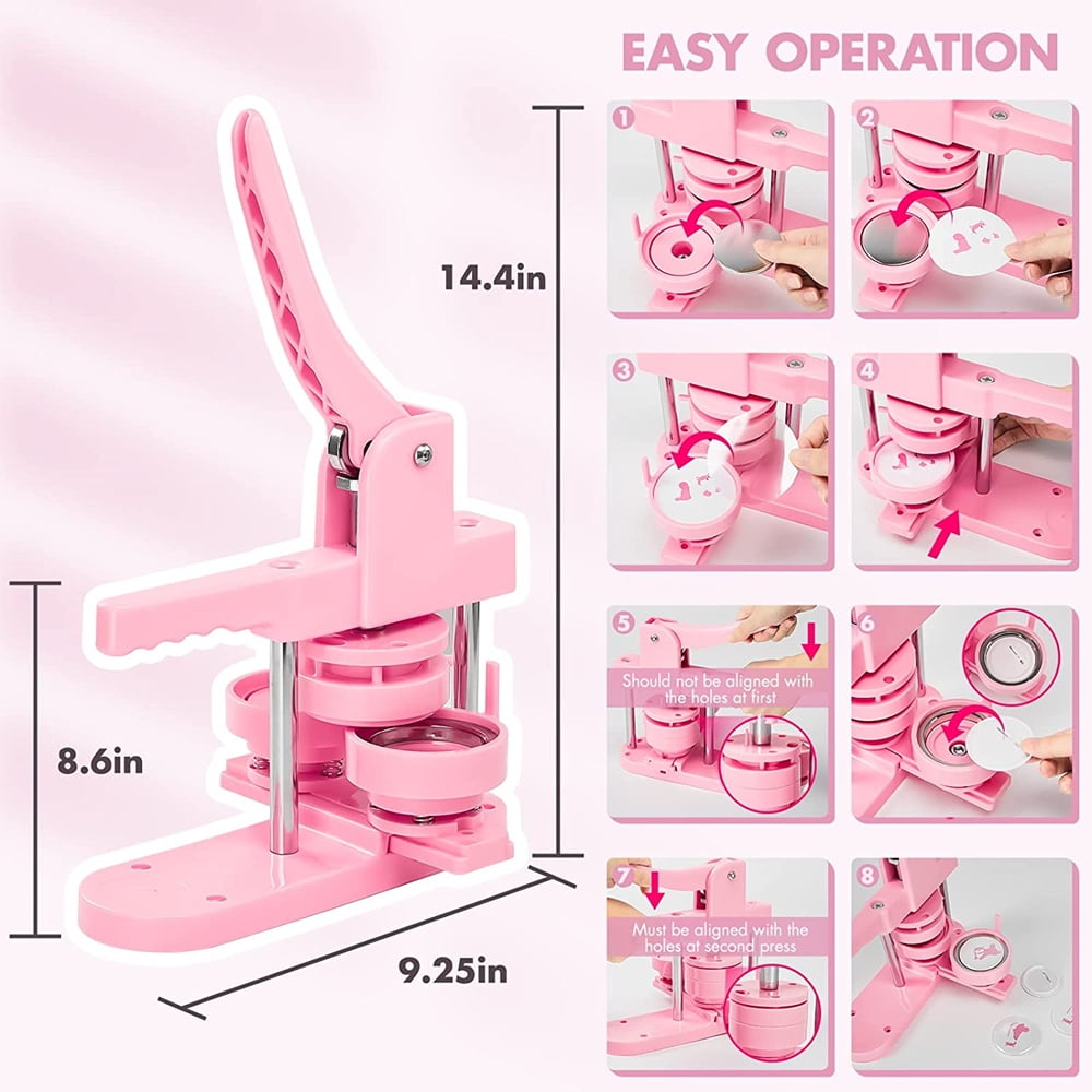 58MM Button Maker Machine Multiple-Size-100Pcs Button Parts+3 Mold+DIY Button Press Badges ,Beginner-Friendly