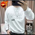 thumbnail image 3 of Sudadera con capucha de cuello redondo blanca para hombre, sudadera ajustada sin capucha para hombre, jersey de cuello redondo, novedad y top de lujo de Overfit, 3 of 5