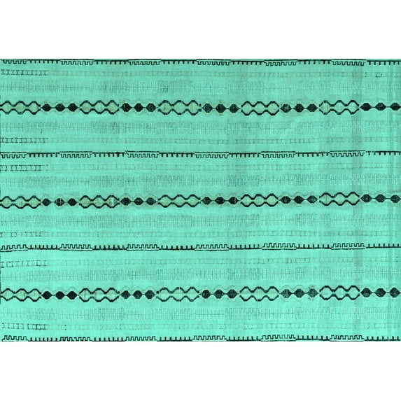 Ahgly Company Machine Washable Indoor Rectangle Abstract Turquoise Blue Modern Area Rugs, 4' x 6'