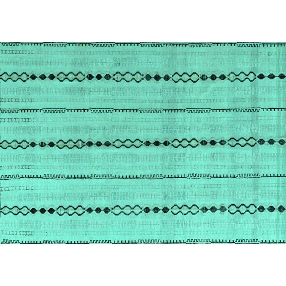 Ahgly Company Indoor Rectangle Abstract Turquoise Blue Modern Area Rugs, 3' x 5'