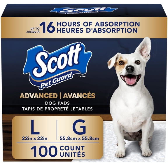 Scott Pet Guard Tapis de Propreté pour Chiens Avancés - Tapis d'Entraînement à la Propreté pour Chiots, Chiens Moyens & Grands - Grand - 22 Pouces x 22 Pouces - Lot de 100